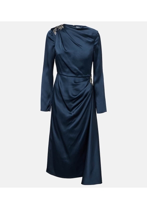 Erdem Crystal-embellished satin cady cocktail dress