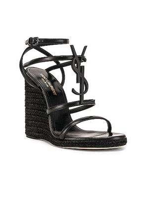 Saint Laurent Cassandra Espadrille Wedge in Black - Black. Size 36 (also in ).