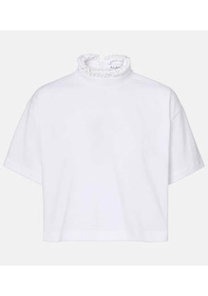 Alaia Cropped cotton jersey turtleneck top