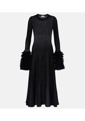 Alaia Ruffled mohair and wool-blend midi dress