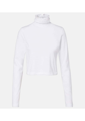 Alaia Cropped turtleneck cotton jersey top