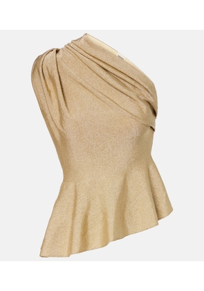 Khaite Aimee one-shoulder lame top