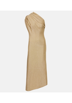 Khaite Coast one-shoulder lame midi dress