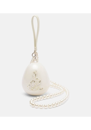 Simone Rocha Egg leather-trimmed embellished clutch