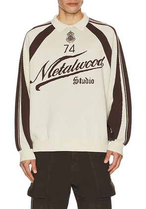 Metalwood Studio Knit Football Top in Cream - Cream. Size L (also in S, M, XL/1X).