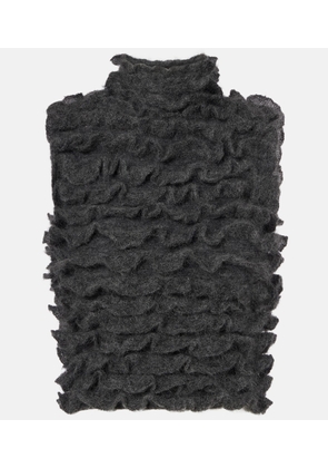 Alaia Ruffled mohair-blend turtleneck top
