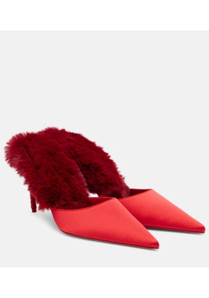 Christian Louboutin Km Fur 85 crepe satin mules