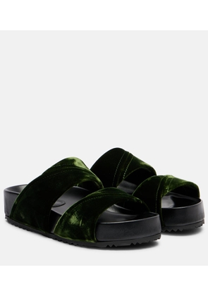 Dries Van Noten Leather-trimmed velvet slides