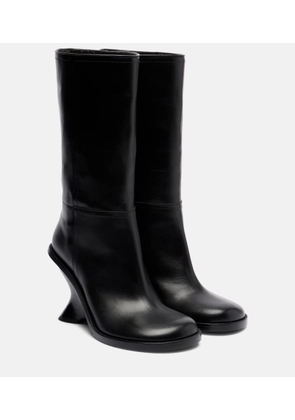Dries Van Noten 95 leather wedge knee-high boots