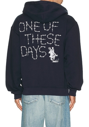 ONE OF THESE DAYS Barbed Zip Up Hoodie in Hard Washed Navy - Navy. Size L (also in S, M, XL/1X).