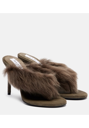 Alaia 90 shearling-trimmed thong sandals