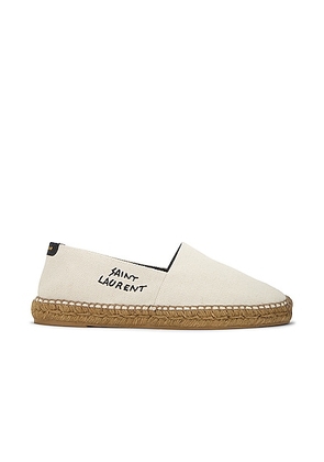 Saint Laurent Embroidery Espadrille in Cuir Moon Ecru & Noir - Black. Size 41 (also in 42).