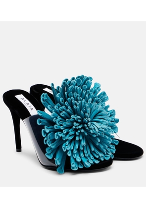 Alaia 90 floral-applique leather and PU mules