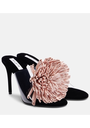 Alaia Floral-applique asymmetric mules