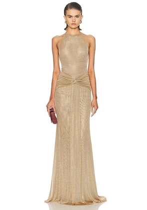 The New Arrivals by Ilkyaz Ozel Euphorie Metallic Knit Dress in Sable Dafrique - Metallic Gold. Size 40 (also in ).