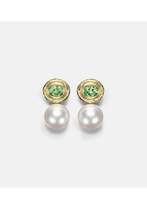 Octavia Elizabeth 18kt gold earrings with pearls and tourmalines