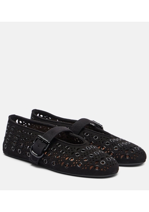 Alaia Vienne embellished suede ballet flats