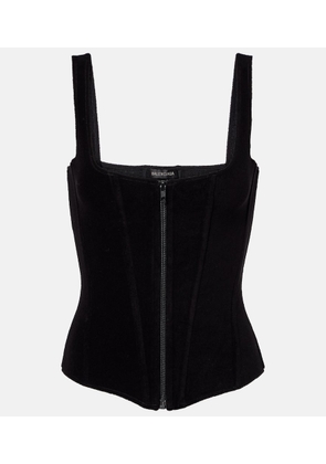 Balenciaga Cotton-blend velvet corset top
