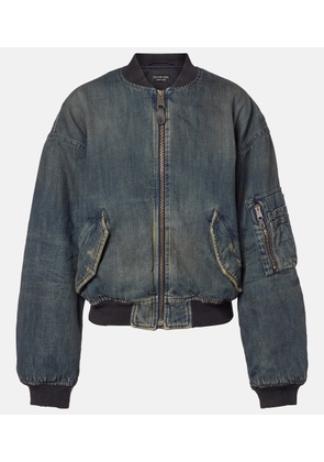 Balenciaga Distressed denim bomber jacket