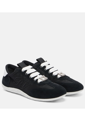 Roger Vivier Viv Low suede-trimmed satin sneakers