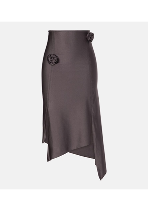 Coperni Floral-applique satin midi skirt
