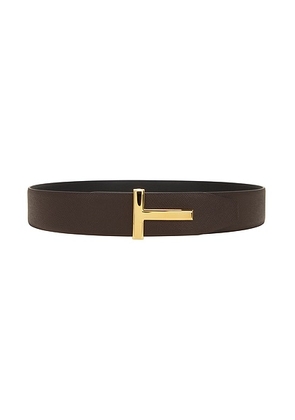 TOM FORD Small Grain Calf T Belt in Chocolate & Black - Black. Size 90 (also in ).
