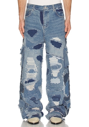 Who Decides War by Ev Bravado Unearthed Denim Cargo Pants in Denim - Blue. Size 30 (also in 32, 34, 36, 38).