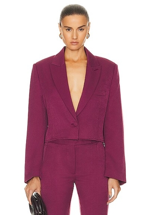 RTA Cropped Single Breasted Blazer in Boysenberry - Burgundy. Size 40 (also in ).
