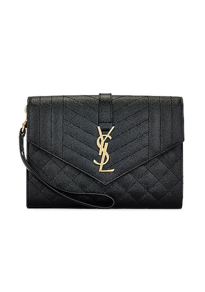 Saint Laurent Envelope Flap Pouch in Noir - Black. Size all.