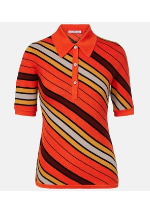 Acne Studios Ribbed-knit striped wool polo shirt