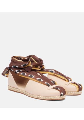 Farm Rio Lace-up leather espadrilles