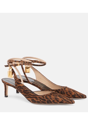 Tom Ford Padlock 55 suede slingback pumps