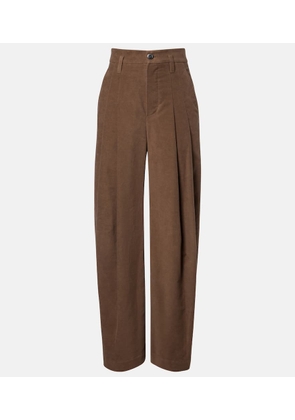 Brunello Cucinelli Pleated high-rise cotton wide-leg pants