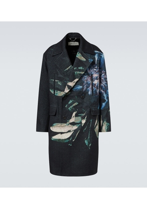 Dries Van Noten Double-breasted printed jacquard coat