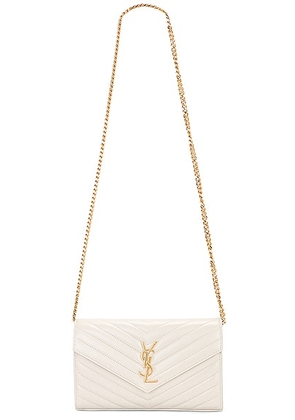 Saint Laurent Cassandre Wallet On Chain Bag in Crema Soft - Cream. Size all.