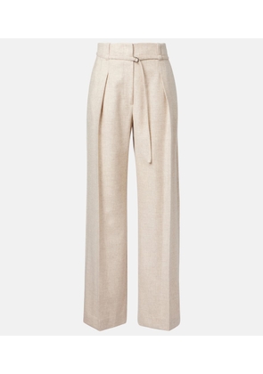 Brunello Cucinelli Belted wool and cashmere wide-leg pants