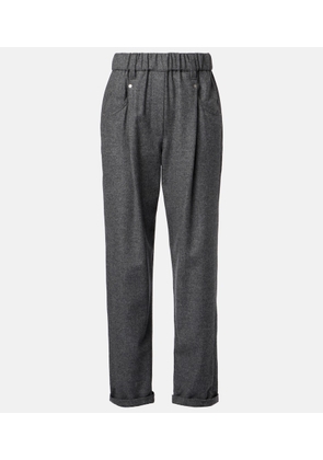Brunello Cucinelli Cropped wool and cashmere straight pants