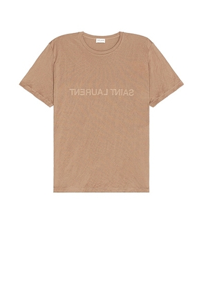 Saint Laurent T-Shirt in Taupe & Naturel - Brown. Size L (also in M, S, XL).