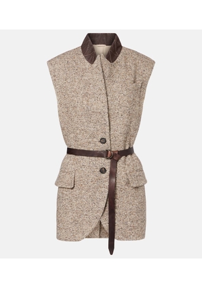 Brunello Cucinelli Belted wool and silk-blend vest