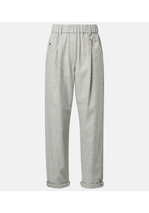 Brunello Cucinelli Cropped wool and cashmere straight pants
