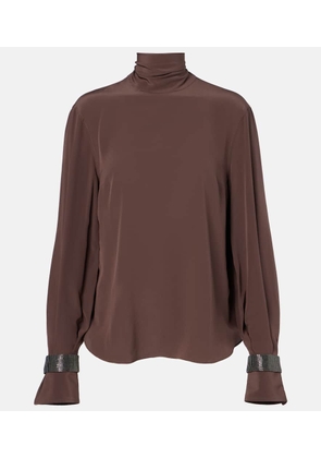 Brunello Cucinelli Monili turtleneck silk blouse