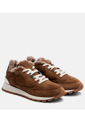 Brunello Cucinelli Runner Monili suede and canvas sneakers