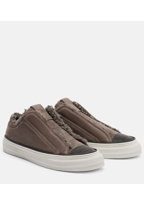 Brunello Cucinelli Monili suede slip-on shoes