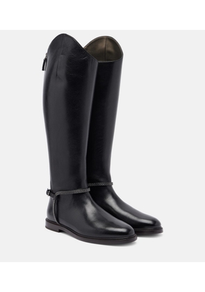 Brunello Cucinelli Monili leather knee-high boots