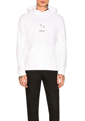 Saint Laurent Logo Hoodie in White - White. Size L (also in M, S, XL, XS).