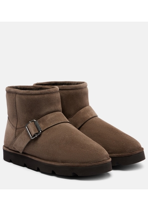 Brunello Cucinelli Shearling-lined suede ankle boots