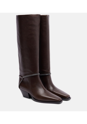 Brunello Cucinelli Monili leather knee-high boots