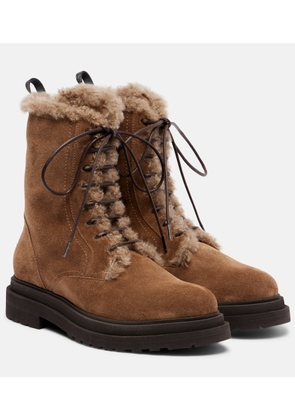Brunello Cucinelli Monili shearling-lined suede combat boots