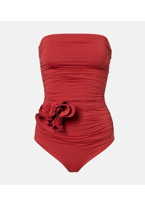 Magda Butrym Floral-applique ruched swimsuit