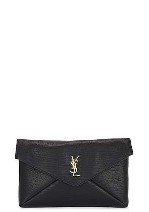 Saint Laurent Large Cassandre Envelope Pouch in Noir - Black. Size all.